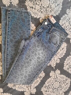 lei Blue Leopard-Print Skinny Jeans